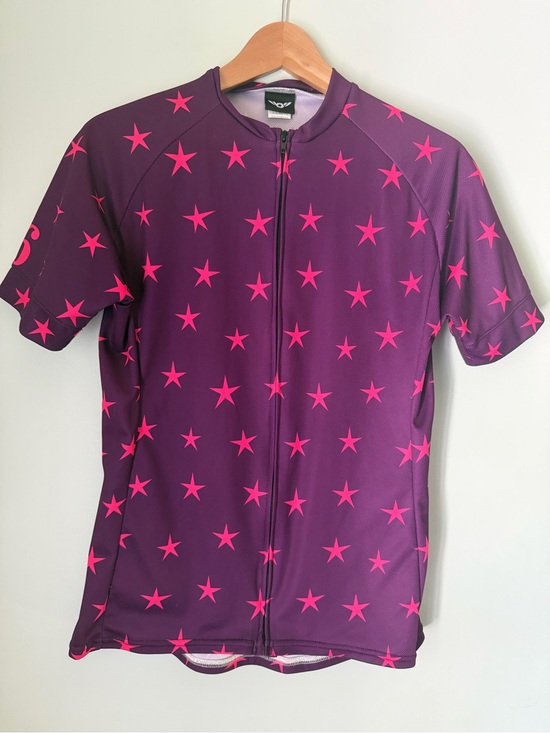 Twin 6 Tops - Twin Six Women’s Large Purple Pink Star Cycling Jersey USA Made Full Zip Bike
